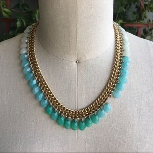 Gold Choker Chain with Turquoise Resin Beads